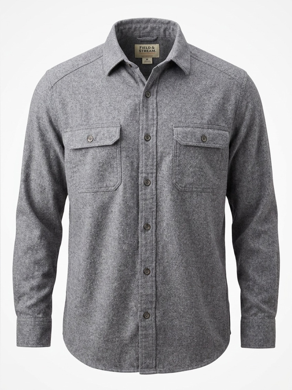 Field & Stream Men's Gray Button-Down Flannel Shirt